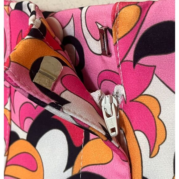 NWT Zara Pink Black Orange Paisley Pants Hi Rise Tapered Large MOD Funky Bright - Picture 5 of 10